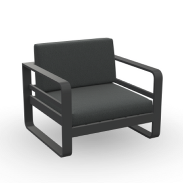 Jati & Kebon Aluminium Garden Coral Armchair | Charcoal Sunbrella Cushions